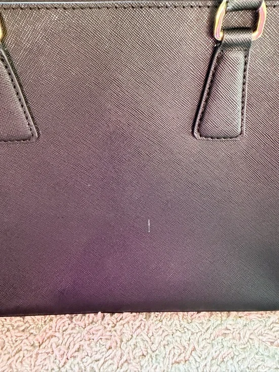 Prada Black Saffiano Double-Zip Satchel with Gold Hardware - Picture 10 of 12